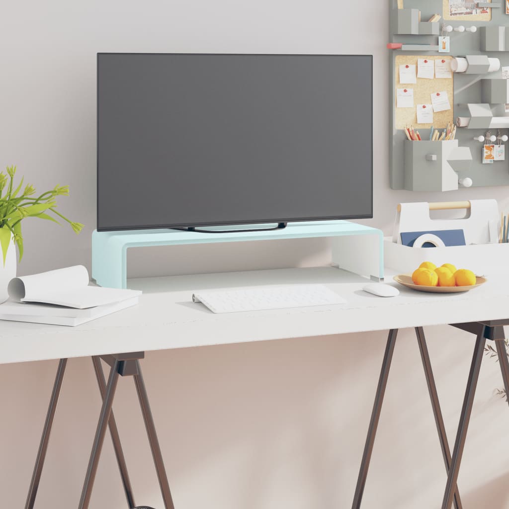 vidaXL TV Stand/Monitor Riser Glass Green 60x25x11 cm