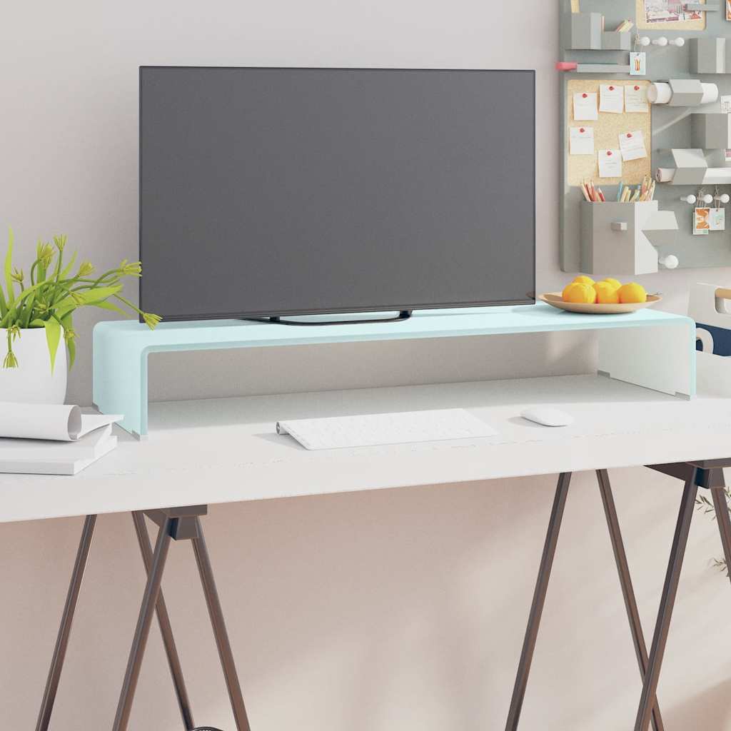 vidaXL TV Stand/Monitor Riser Glass Green 90x30x13 cm