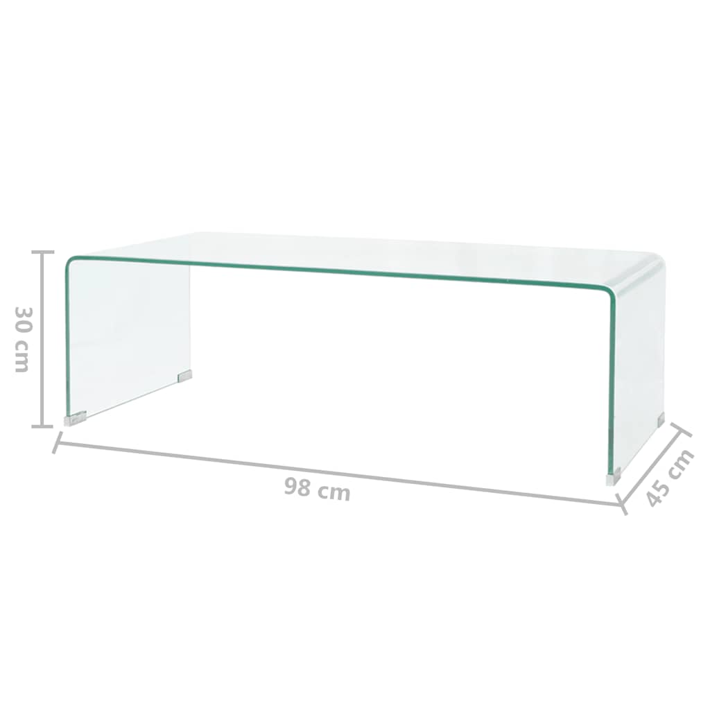 244189 vidaXL Coffee Table Tempered Glass 98x45x30 cm Clear