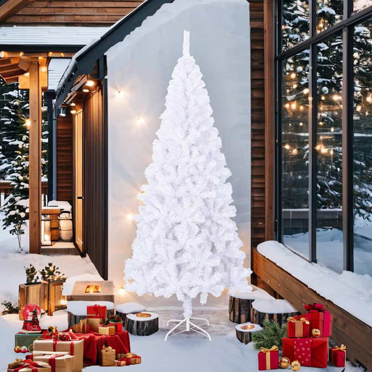 vidaXL Artificial Christmas Tree | White | PVC, Steel | 240 cm