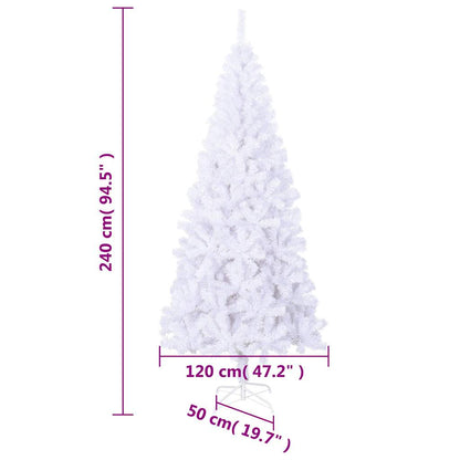 vidaXL Artificial Christmas Tree | White | PVC, Steel | 240 cm