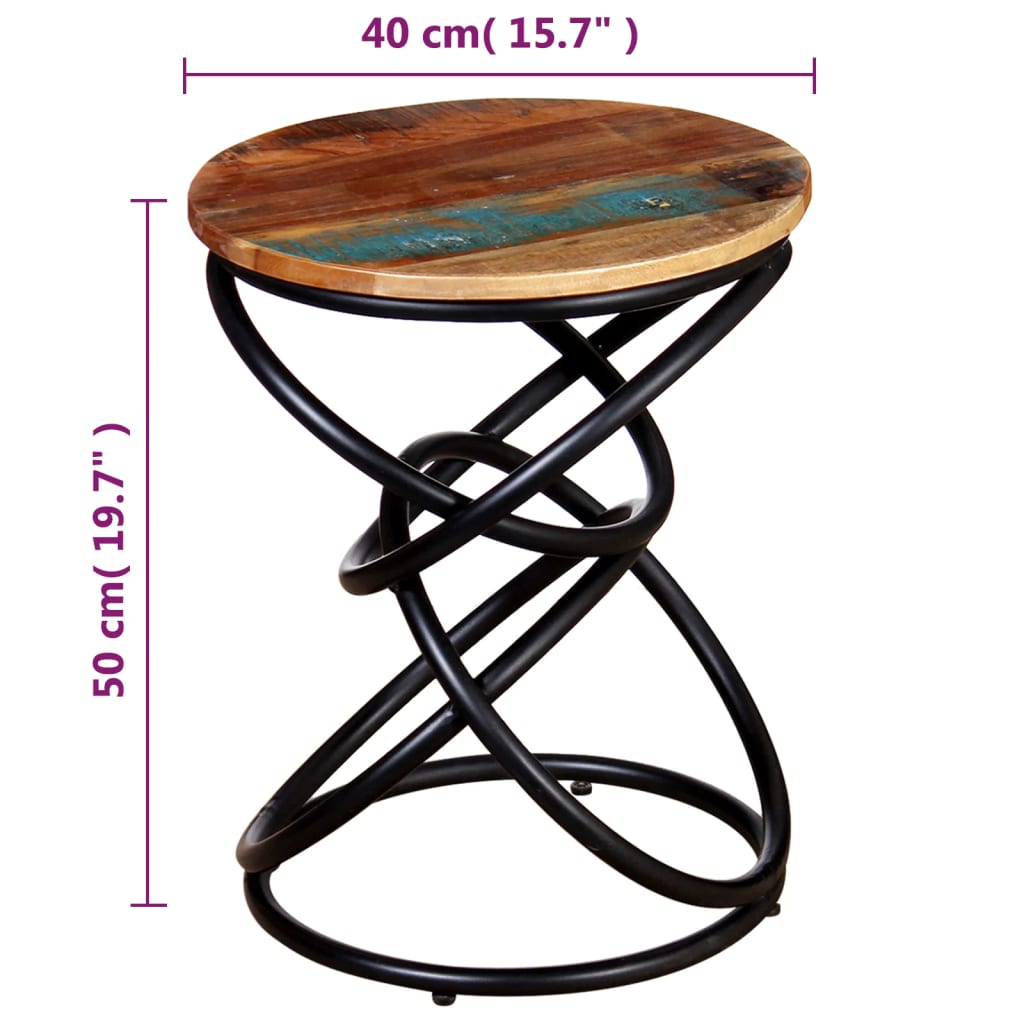 vidaXL End Table | Multicolour | Solid reclaimed wood top | Medium | Durable