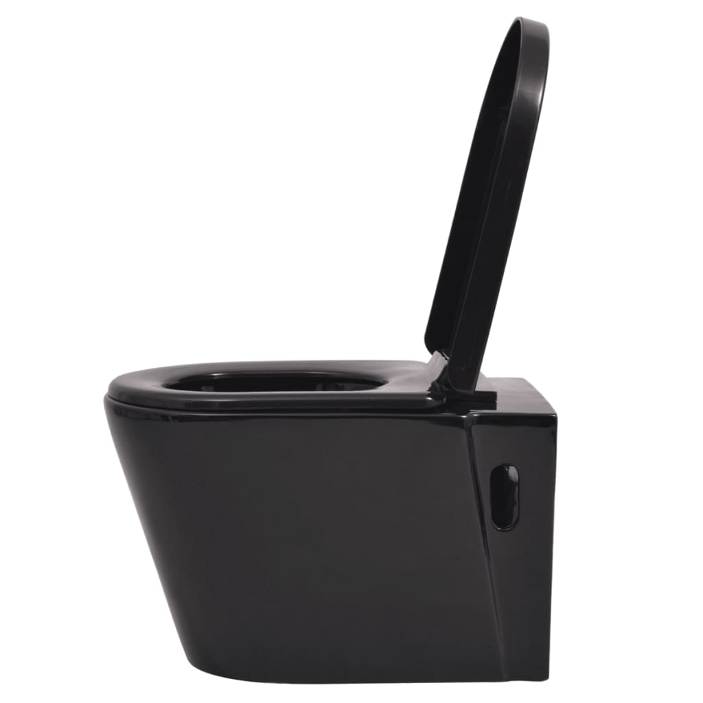 vidaXL Wall Hung Toilet Ceramic Black