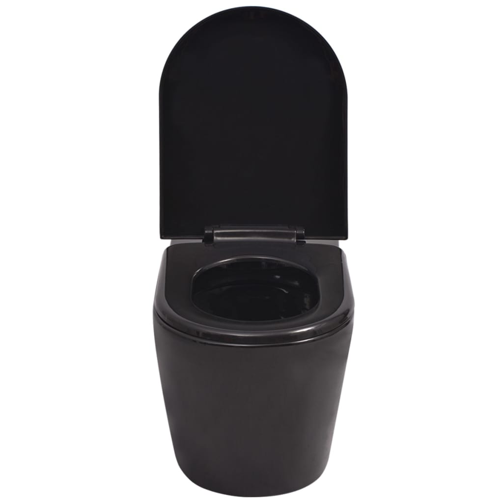 vidaXL Wall Hung Toilet Ceramic Black