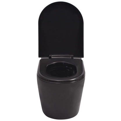 vidaXL Wall Hung Toilet Ceramic Black