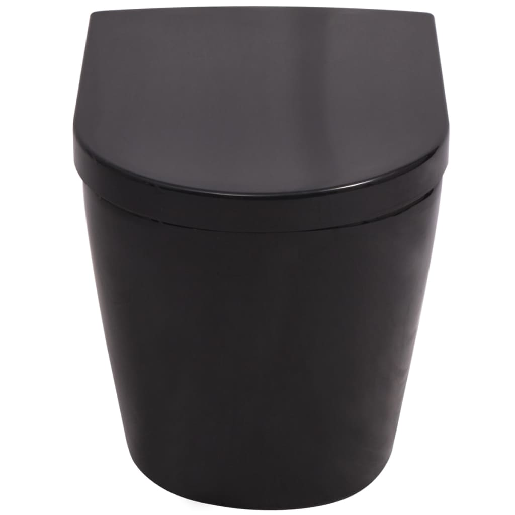 vidaXL Wall Hung Toilet Ceramic Black