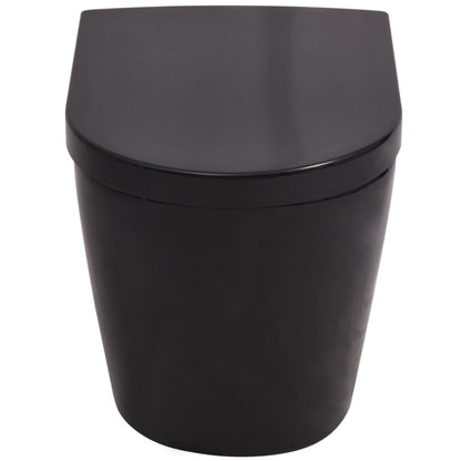 vidaXL Wall Hung Toilet Ceramic Black