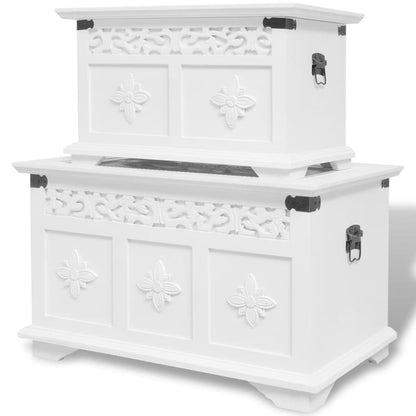 vidaXL Storage Chest | White | MDF and Solid Pine wood | Large and Small