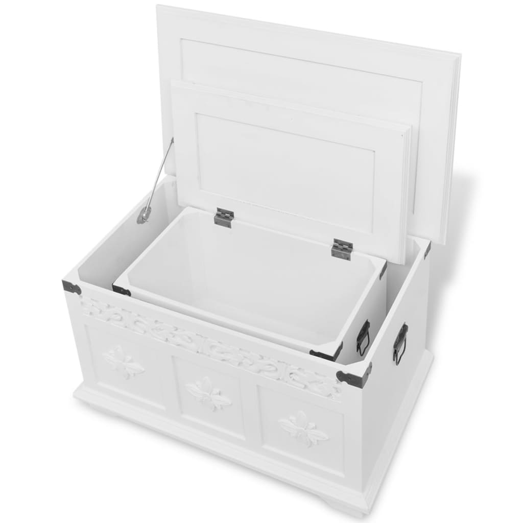 vidaXL Storage Chest | White | MDF and Solid Pine wood | Large and Small