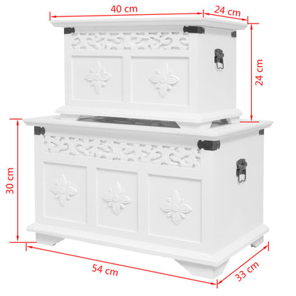 vidaXL Storage Chest | White | MDF and Solid Pine wood | Large and Small