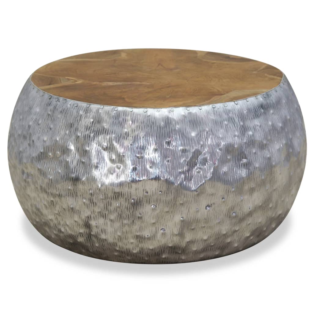 vidaXL Coffee Table Aluminium Teak 60x60x30 cm