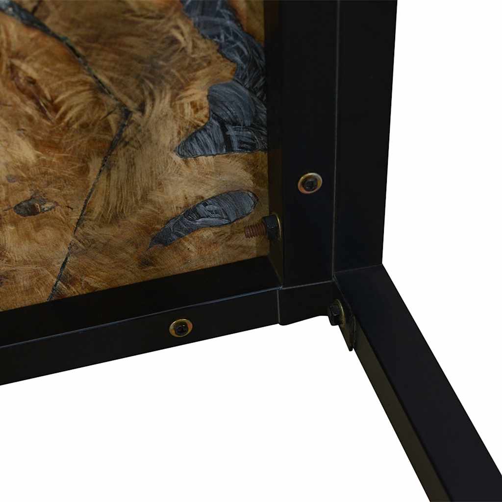 vidaXL Coffee Table | Black and Brown | Teak Wood and Resin | 110x60x40 cm