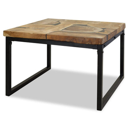 vidaXL Coffee Table | Black and Brown | Real teak with black resin, Steel