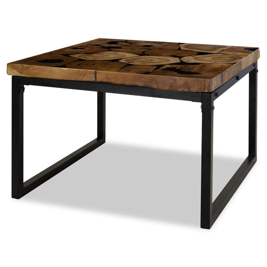 vidaXL Coffee Table | Black and Brown | Real teak with black resin, Steel