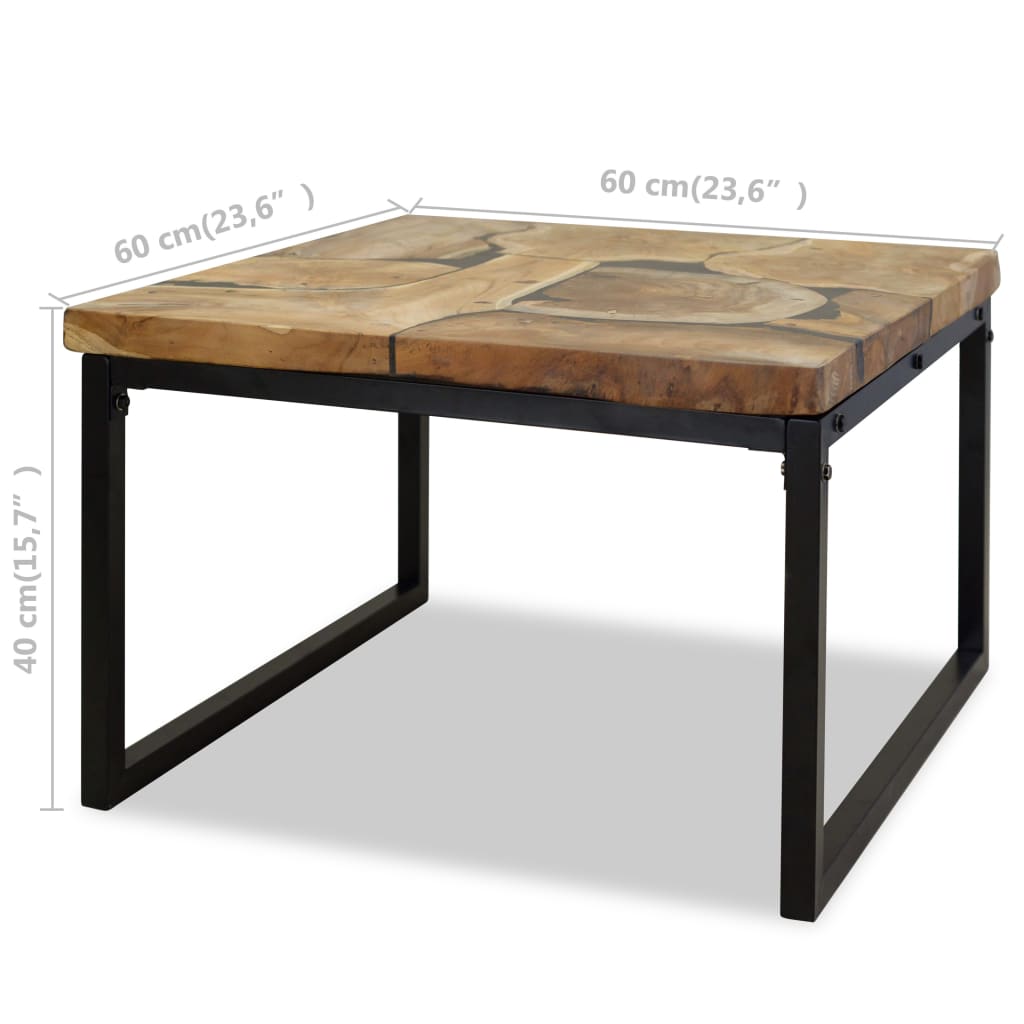 vidaXL Coffee Table | Black and Brown | Real teak with black resin, Steel