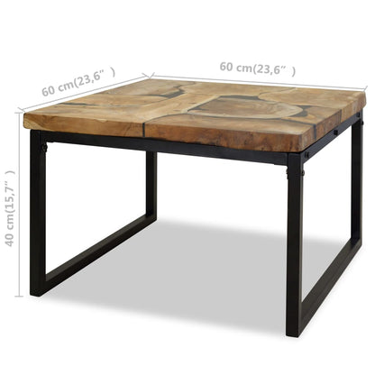 vidaXL Coffee Table | Black and Brown | Real teak with black resin, Steel