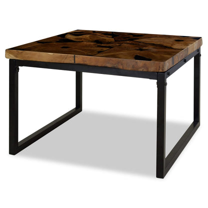 vidaXL Coffee Table | Black and Brown | Real teak with black resin, Steel