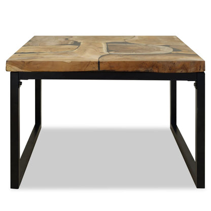 vidaXL Coffee Table | Black and Brown | Real teak with black resin, Steel