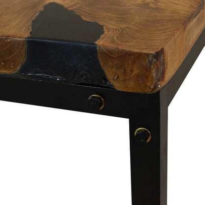 vidaXL Coffee Table | Black and Brown | Real teak with black resin, Steel