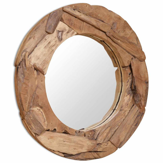 244561 vidaXL Decorative Mirror Teak 80 cm Round