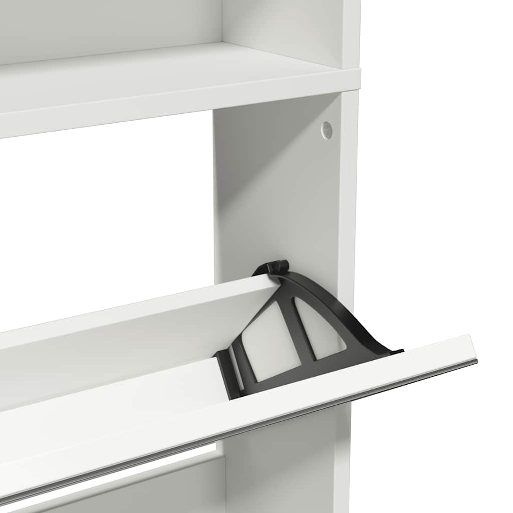 vidaXL Shoe Cabinet 4-Layer Mirror White 63x17x134 cm