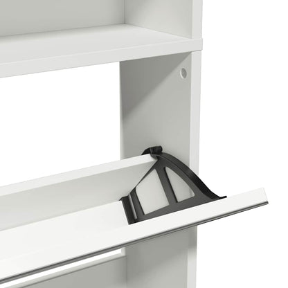 vidaXL Shoe Cabinet 4-Layer Mirror White 63x17x134 cm