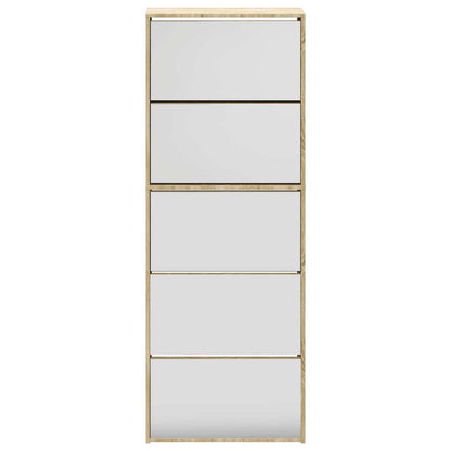vidaXL Shoe Cabinet 5-Layer Mirror Oak 63x17x169.5 cm