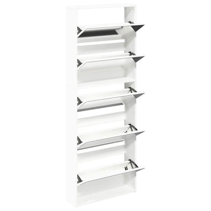 vidaXL Shoe Cabinet 5-Layer Mirror White 63x17x169.5 cm