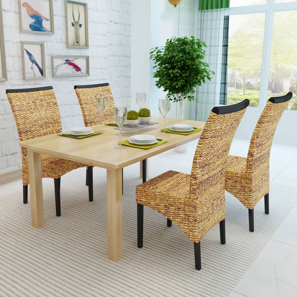 vidaXL Dining Chairs 4 pcs Abaca and Solid Mango Wood