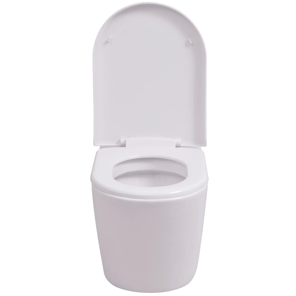 vidaXL Wall Hung Toilet with Concealed Cistern Ceramic White