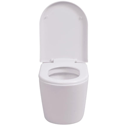 vidaXL Wall Hung Toilet with Concealed Cistern Ceramic White