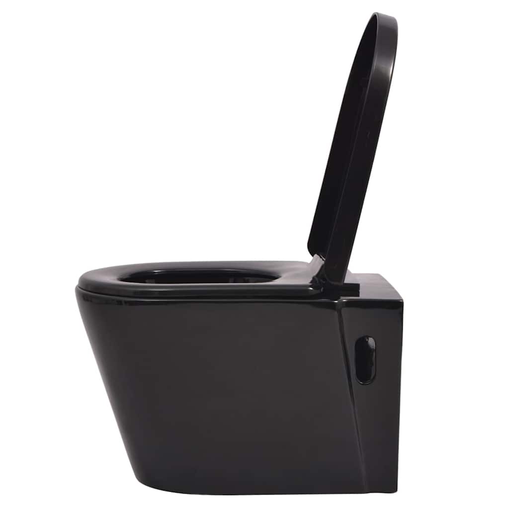vidaXL Wall Hung Toilet with Concealed Cistern Ceramic Black