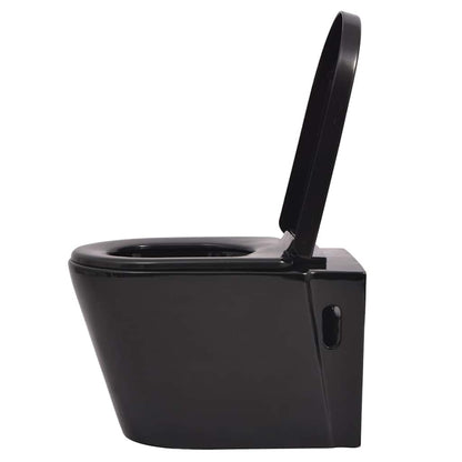 vidaXL Wall Hung Toilet with Concealed Cistern Ceramic Black