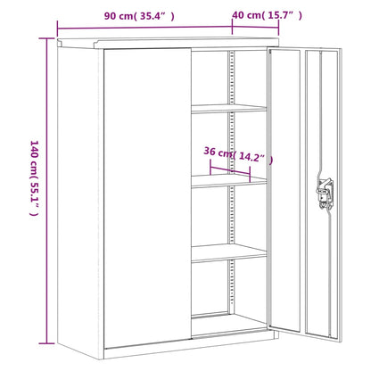vidaXL Office Cabinet 90x40x140cm Steel Grey