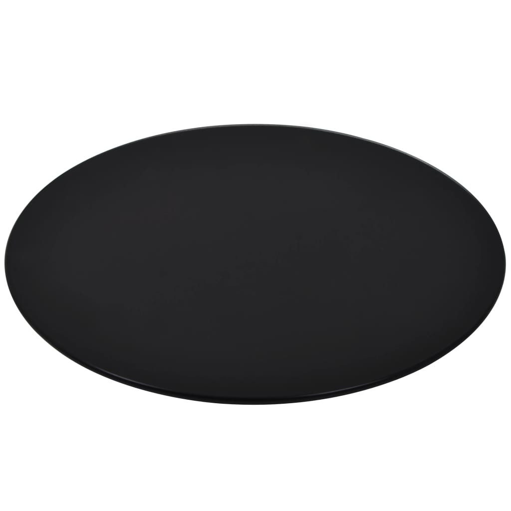 vidaXL Table Top | Black | Tempered Glass | 40 cm | Round | Modern