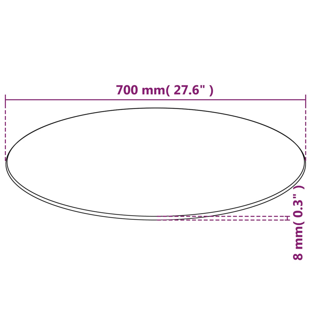 vidaXL Table Top | Black | Tempered Glass | 700 mm diameter | Round | Modern