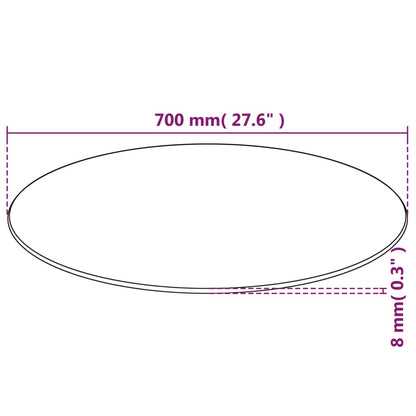 vidaXL Table Top | Black | Tempered Glass | 700 mm diameter | Round | Modern