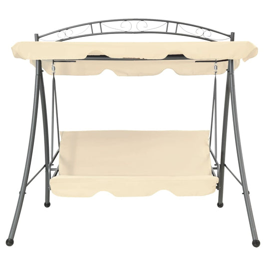 43241 vidaXL Outdoor Convertible Swing Bench with Canopy Sand White