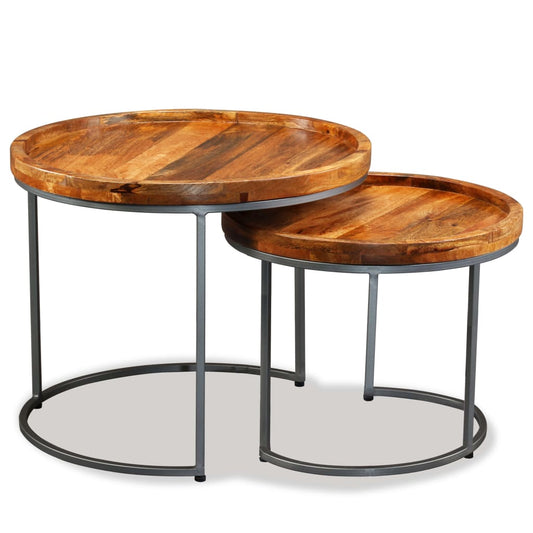 vidaXL Side Table | Brown | Solid mango wood top, wrought iron legs