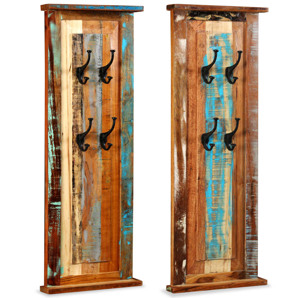 244588 vidaXL Coat Racks 2 pcs Solid Reclaimed Wood 38x100 cm