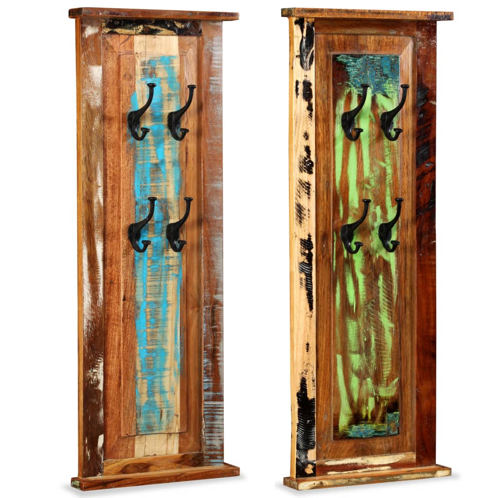 244588 vidaXL Coat Racks 2 pcs Solid Reclaimed Wood 38x100 cm
