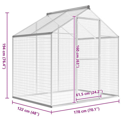 vidaXL Outdoor Aviary Aluminium 178x122x194 cm