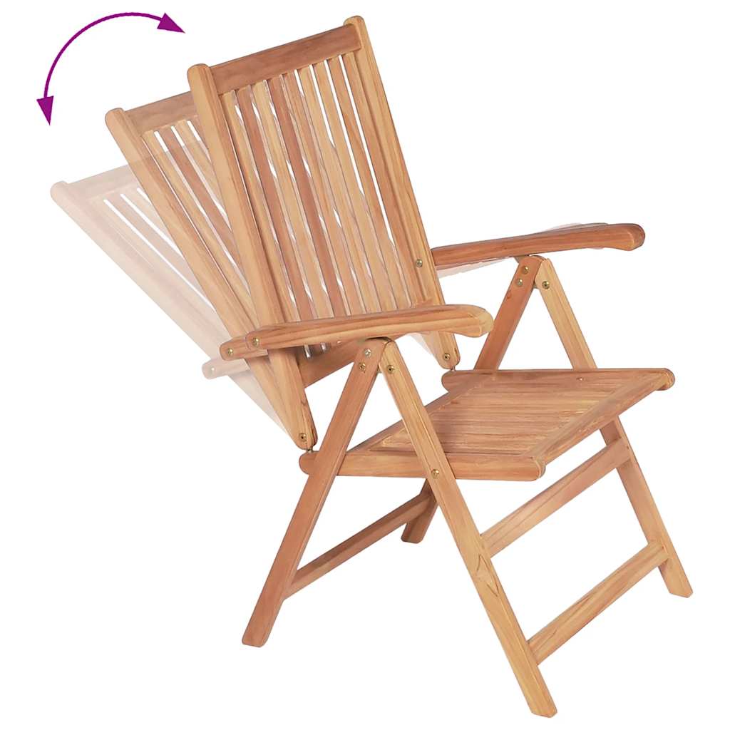 vidaXL Reclining Folding Chairs 2 pcs Solid Teak Wood