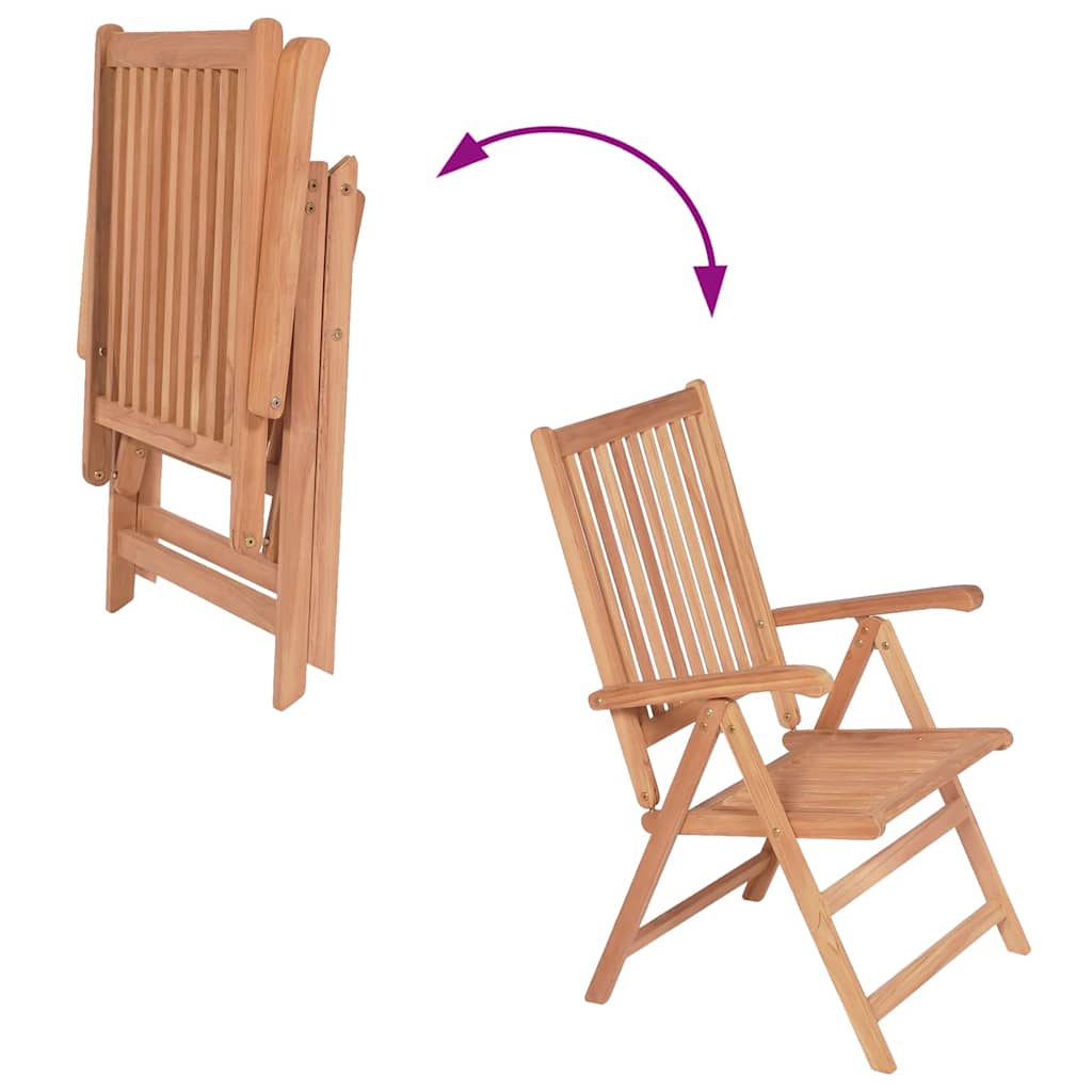 vidaXL Reclining Folding Chairs 2 pcs Solid Teak Wood