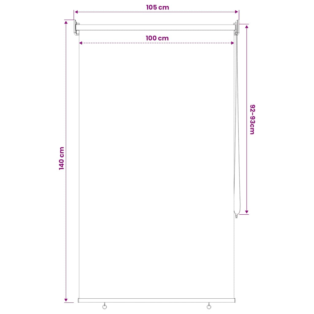 vidaXL Outdoor Roller Blind 105(W)x140(H) cm Beige