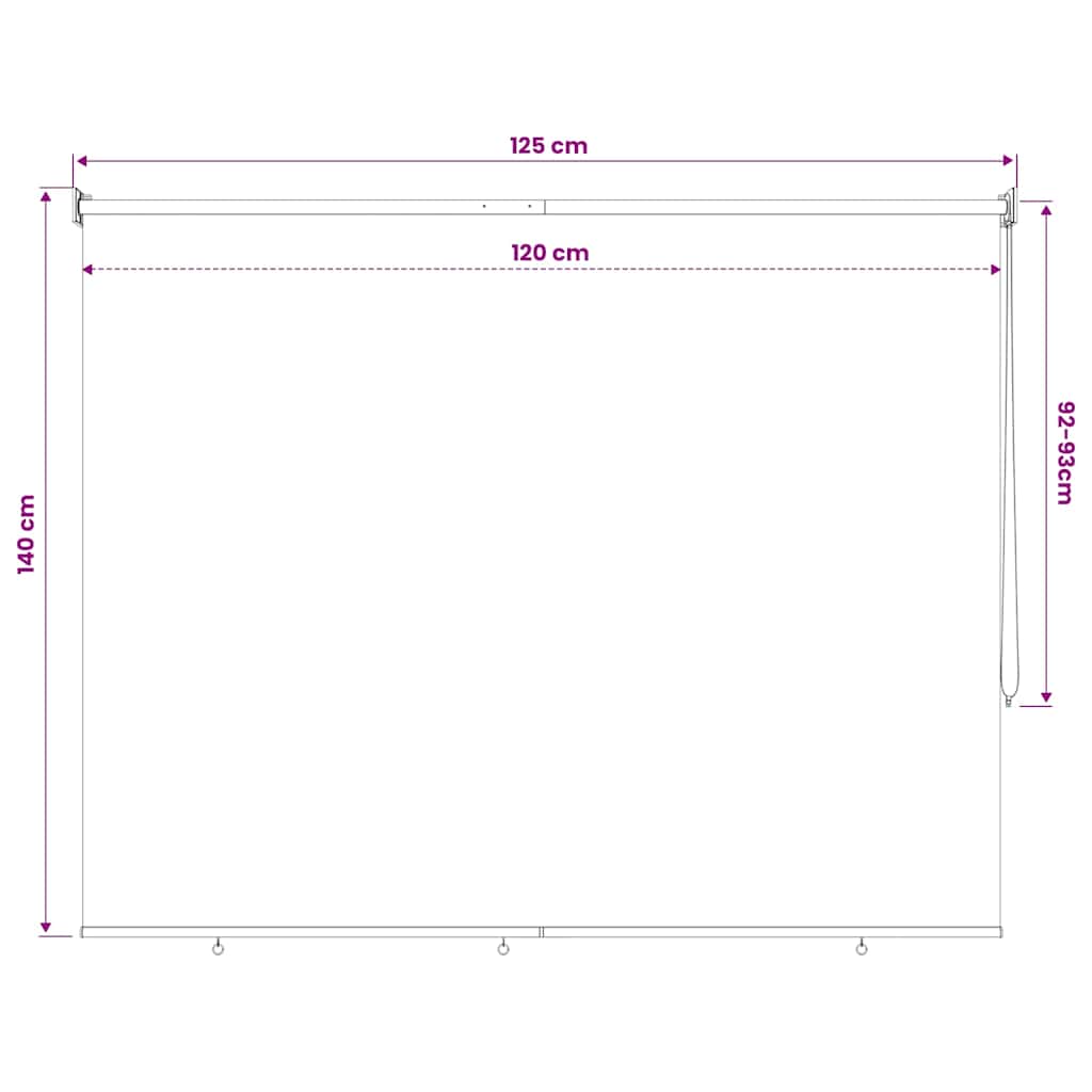 vidaXL Outdoor Roller Blind 125(W)x140(H) cm Beige