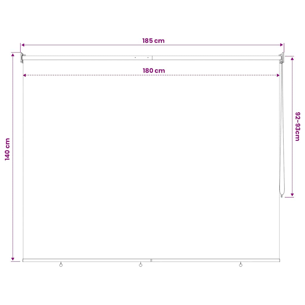 vidaXL Outdoor Roller Blind 185(W)x140(H) cm Beige