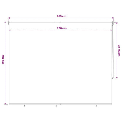 vidaXL Outdoor Roller Blind 205(W)x140(H) cm Beige