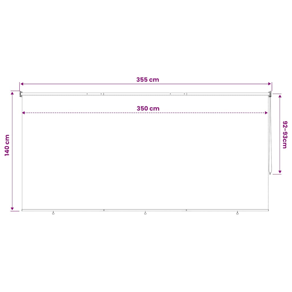 vidaXL Outdoor Roller Blind 355(W)x140(H) cm Beige