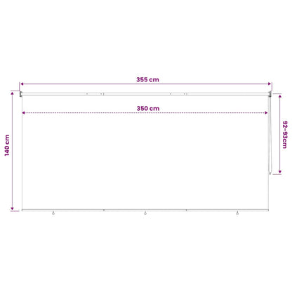 vidaXL Outdoor Roller Blind 355(W)x140(H) cm Beige